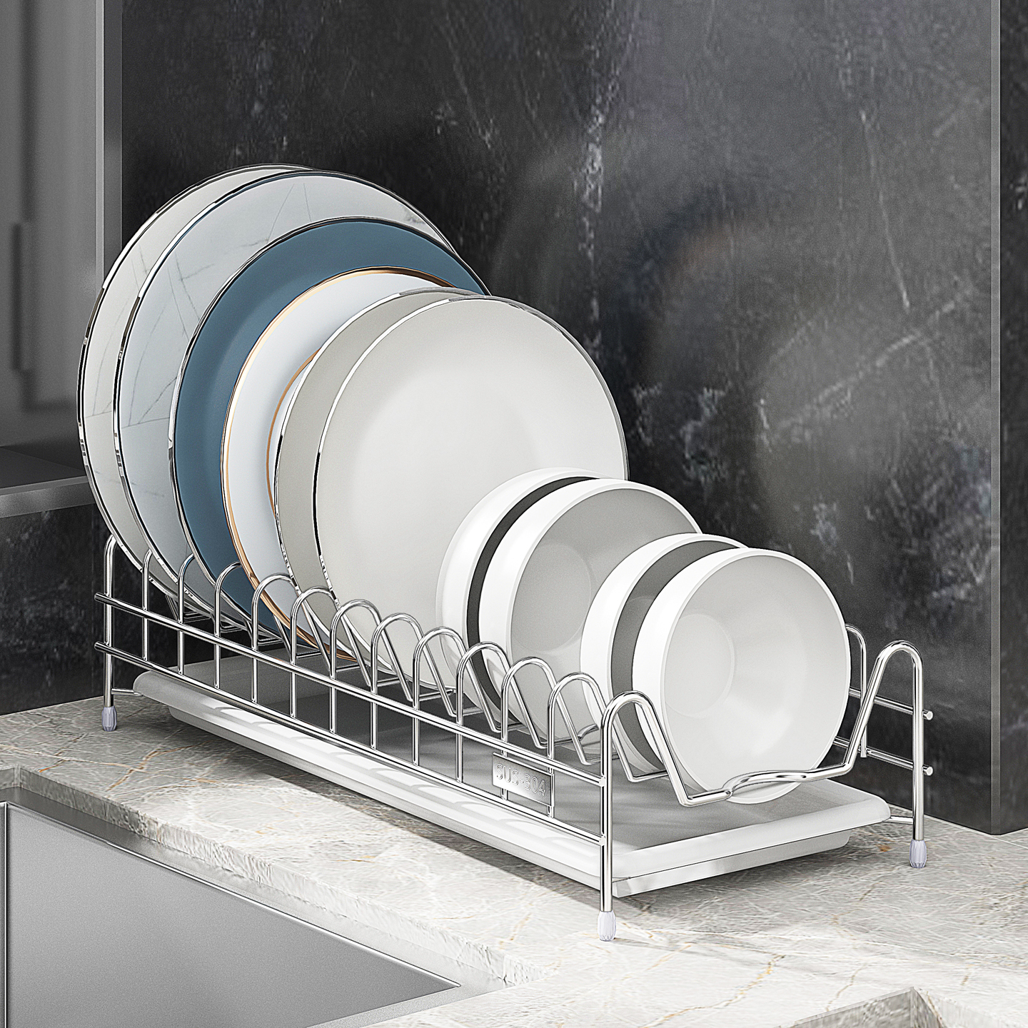 厨房单层碗架沥水架304不锈钢