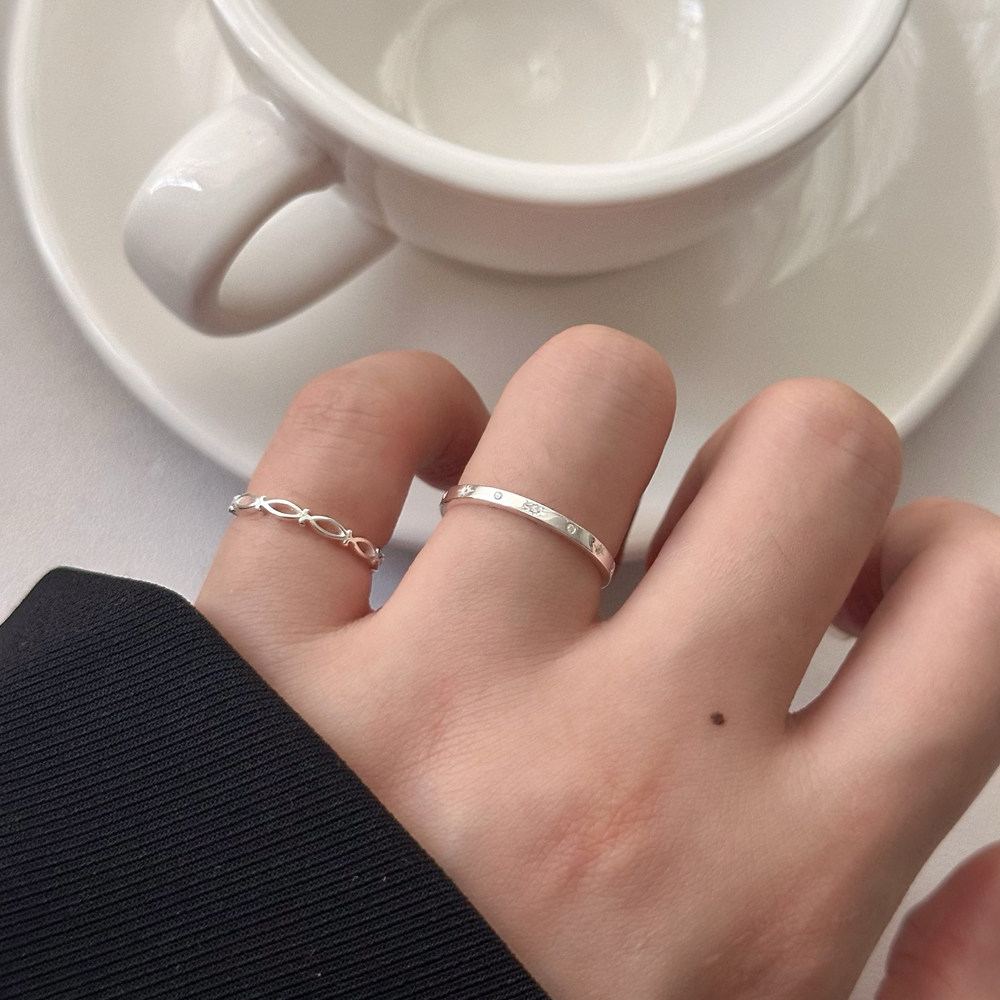 S925纯银星星戒指女时尚韩版简约