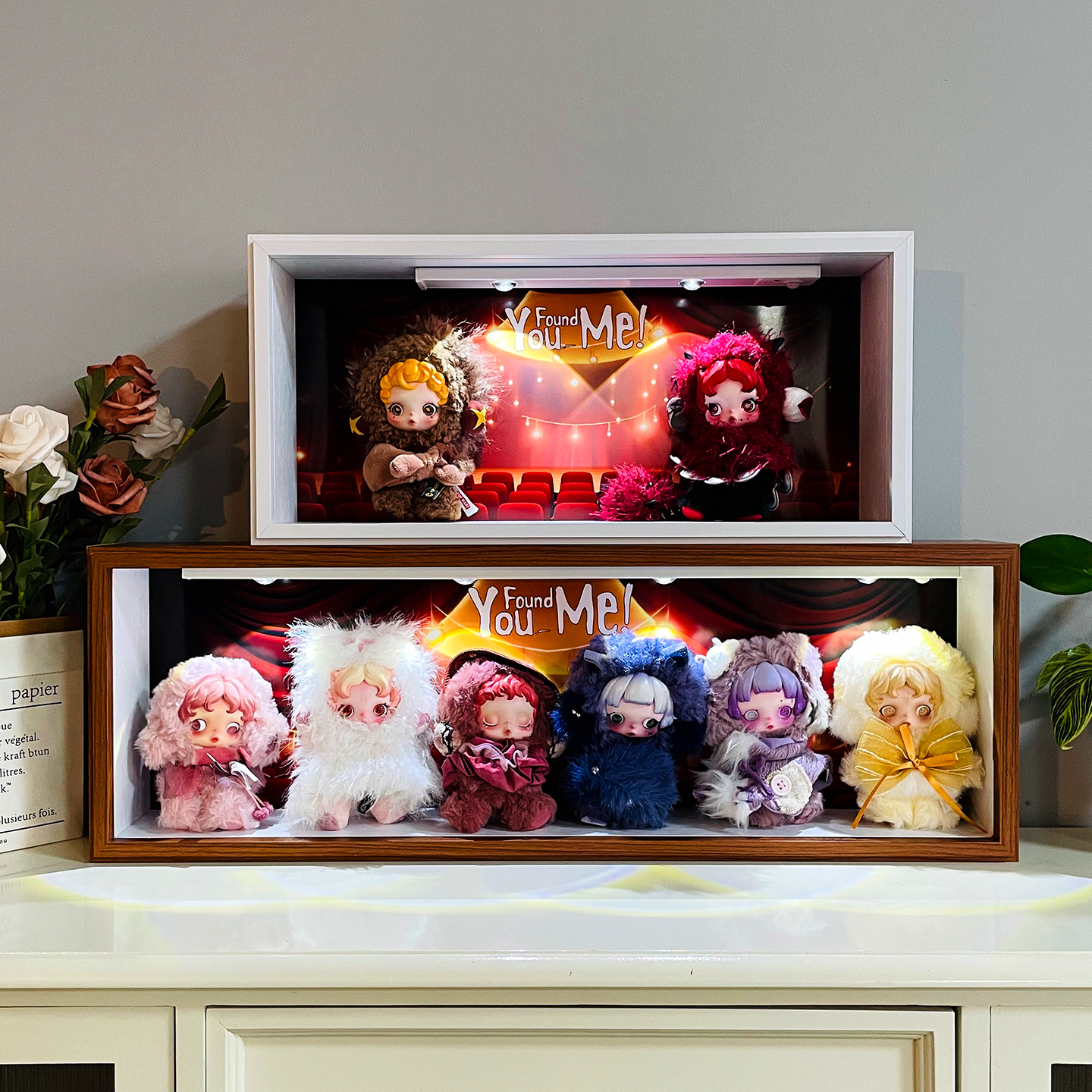 泡泡玛特不眠剧场sp展示盒光织园冬日乐章搪胶盲盒收纳盒相框摆件