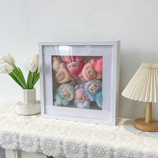 labubu拉布布二三代坐坐派对盲盒收纳相框手办diy造景收藏展示柜