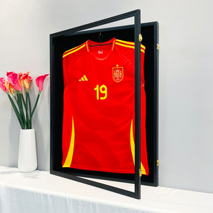 翻盖球衣防尘收藏展示框足球篮球球服无损免装裱收纳盒相框架定制