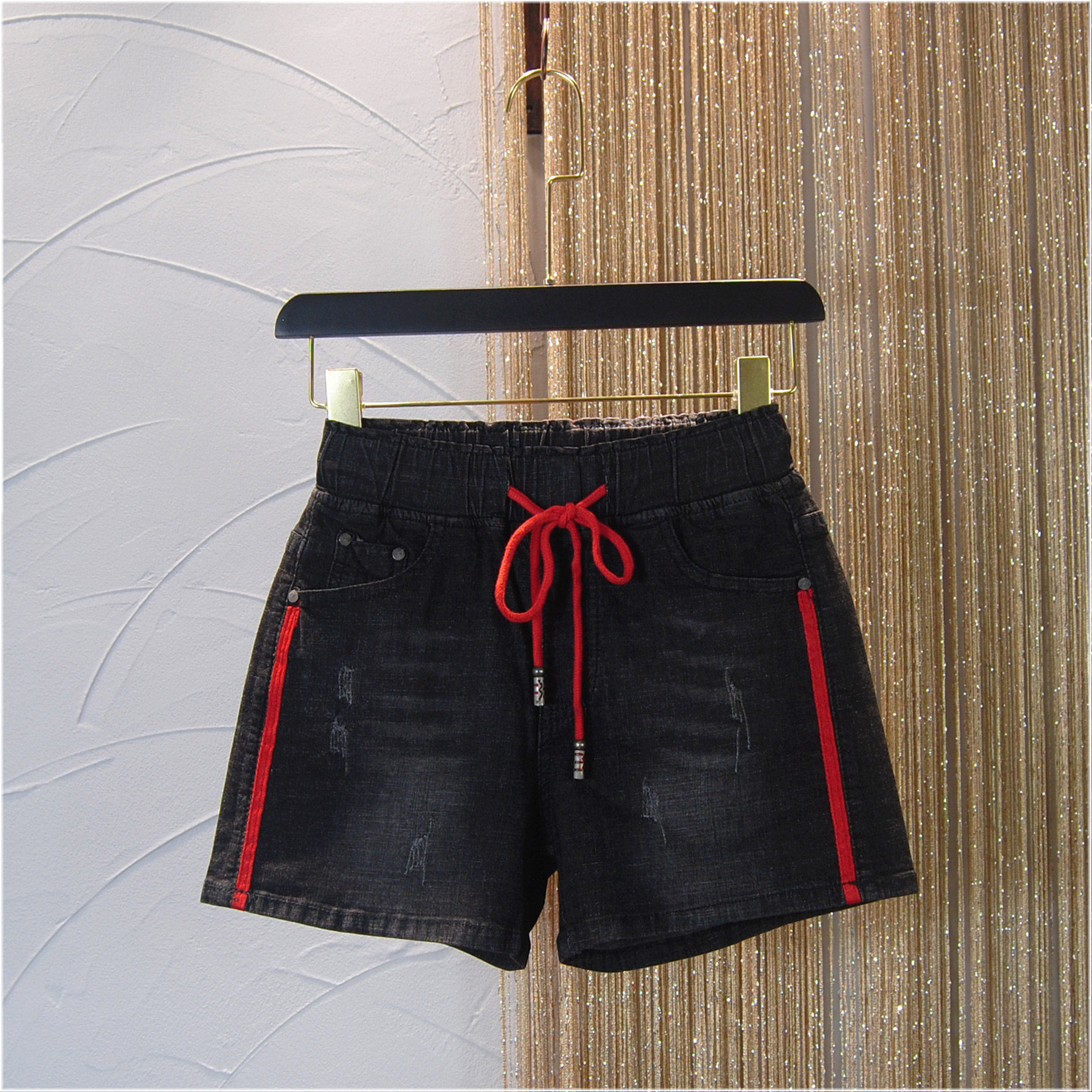 2022夏季新款时尚休闲高腰显瘦松紧腰牛仔短裤子女装百搭显瘦热裤,女装/女士精品,牛仔裤,淘宝优惠券,粉丝福利购,淘宝优惠卷