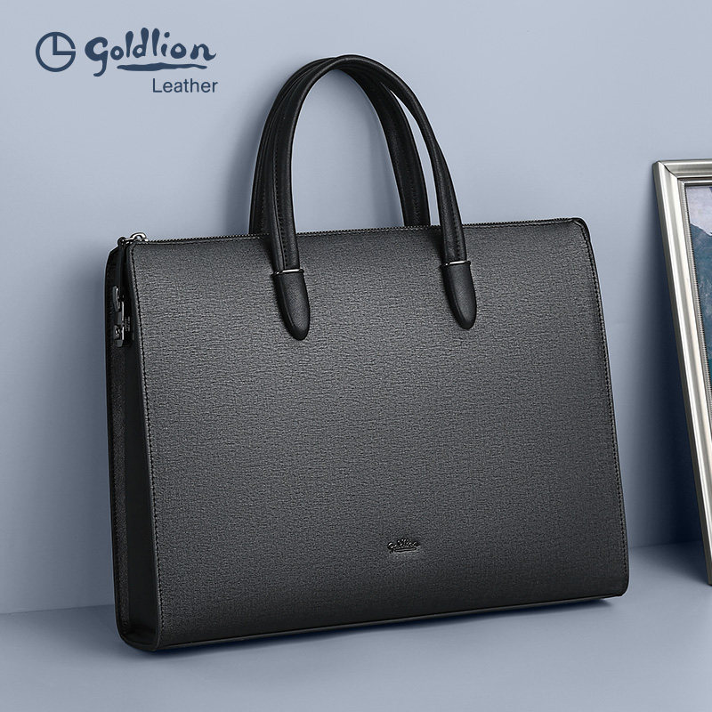 金利来公文包男新款牛皮商务手提包防盗密码锁上班办公文件袋