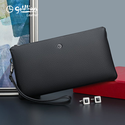 简约商务真皮男士手拿包