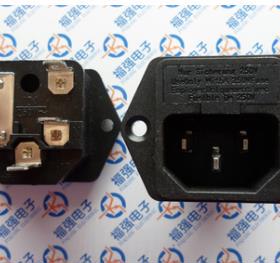 SP-862 带耳/AC电源插座10A/250A/三脚 铜脚/带保险管座5*20MM