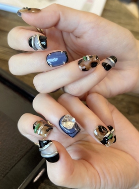 HESASA|高级感设计师立体风格手绘美甲【汀野】短款纯手工穿戴甲