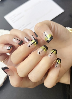 HESASA|原创INS风设计半透AB款撞色短款高级感简约纯手工穿戴甲