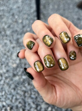 HESASA|新款少女感纯手工银色五角星猫眼短款可拆美甲显白穿戴甲