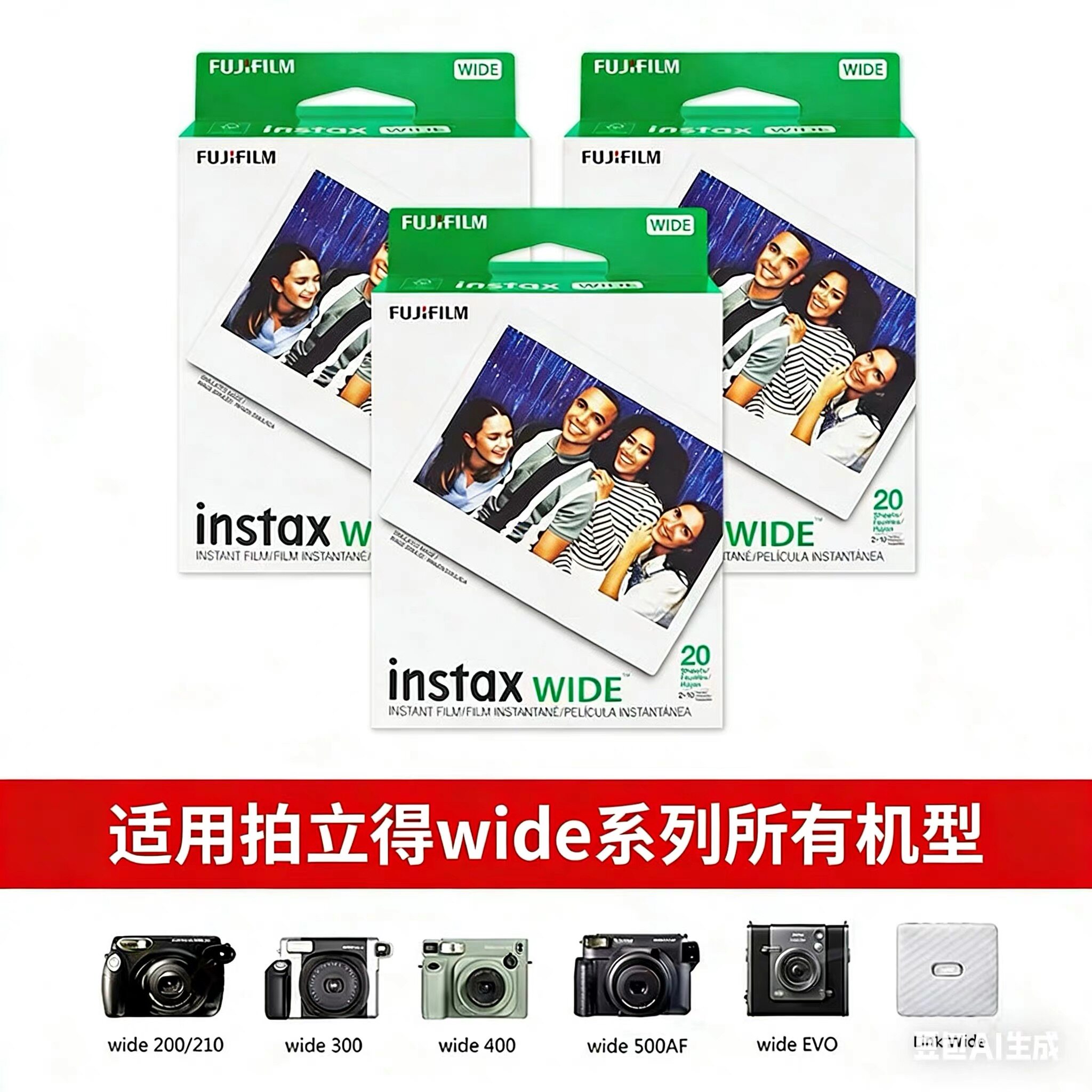 富士wide相纸拍立得白边宽幅相纸