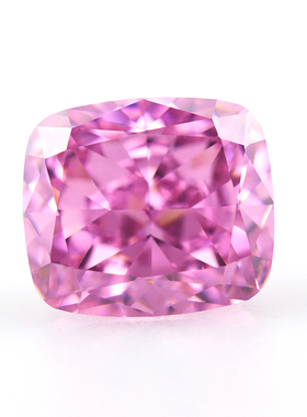 肥长方形玫瑰红色钻石戒指首饰 冰花切玫红色人工宝石 DIY裸石