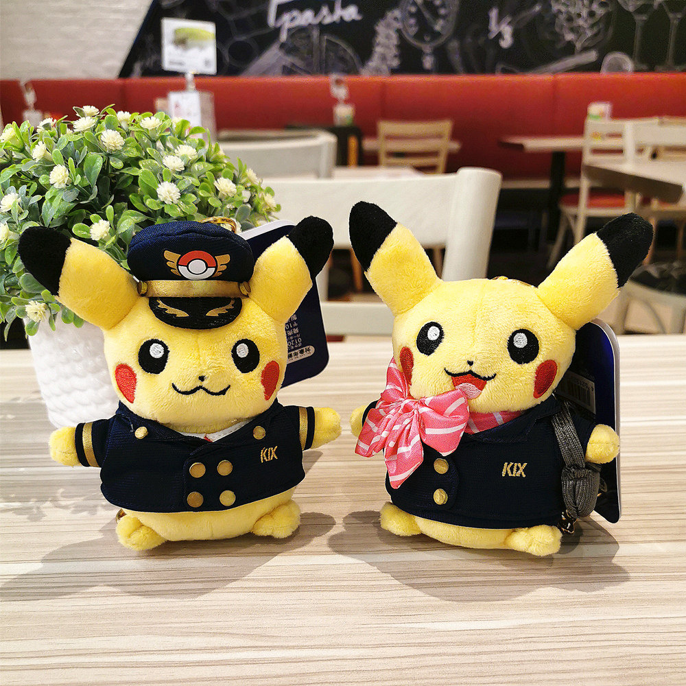 日本正品pokemon宝可梦皮卡丘机长空姐机场限定玩偶公仔挂件钥匙
