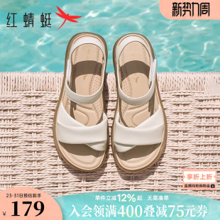 红蜻蜓妈妈凉鞋夏季新款女鞋羊皮软底鞋子舒适平底中老年凉鞋女款