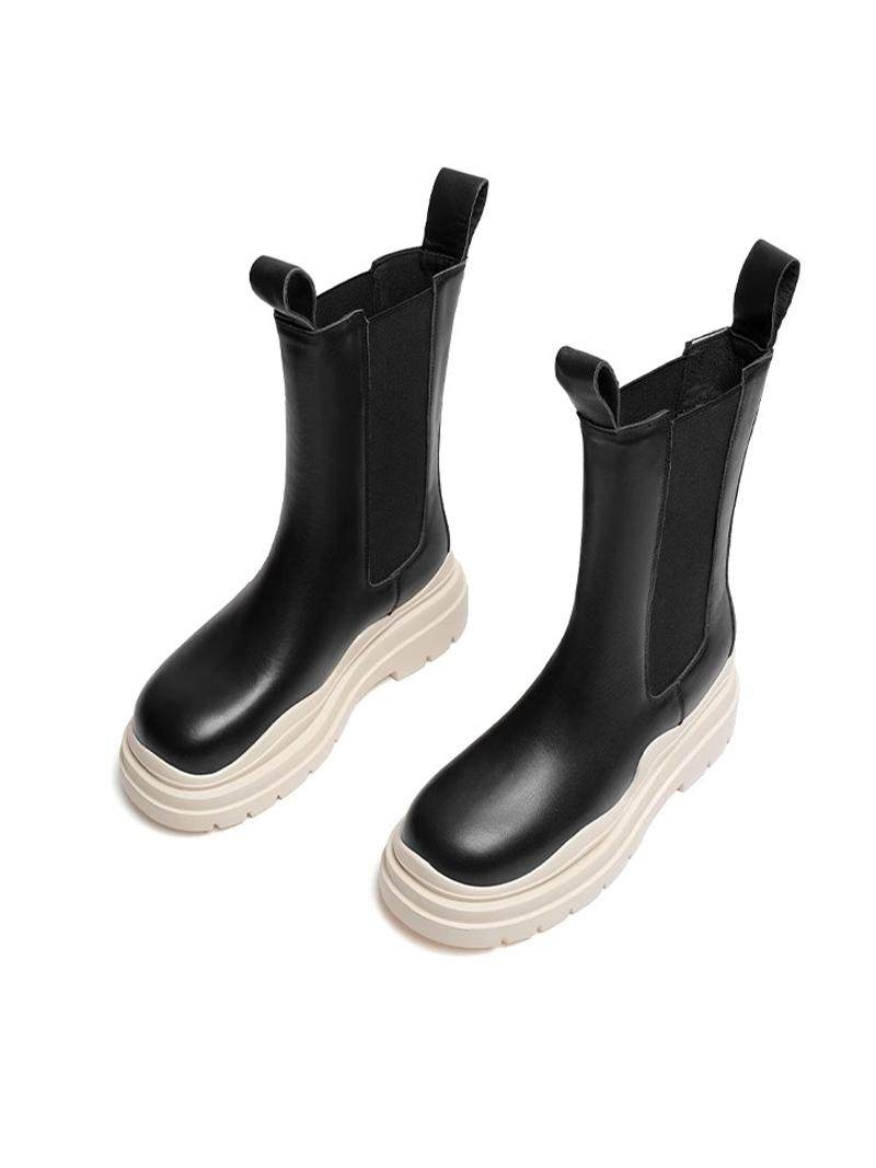 RED DRAGONFLY CHELSEA BOOTS WOMENS SHOES WINTER NEW SUPER COOL ELASTIC MOUTH CHIMNEY BOOTS CONTRASTING SWEET MID BOOTS WOMEN
