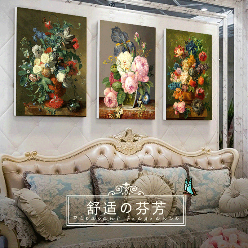 客厅沙发背景墙装饰画卧室无框画餐厅墙壁画客厅北欧花卉组合挂画图片