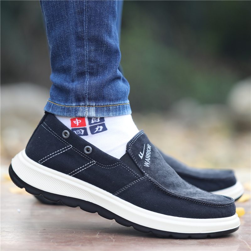 正品回力男士新款帆布鞋一脚蹬厚底防滑透气百搭软底轻便休闲男鞋