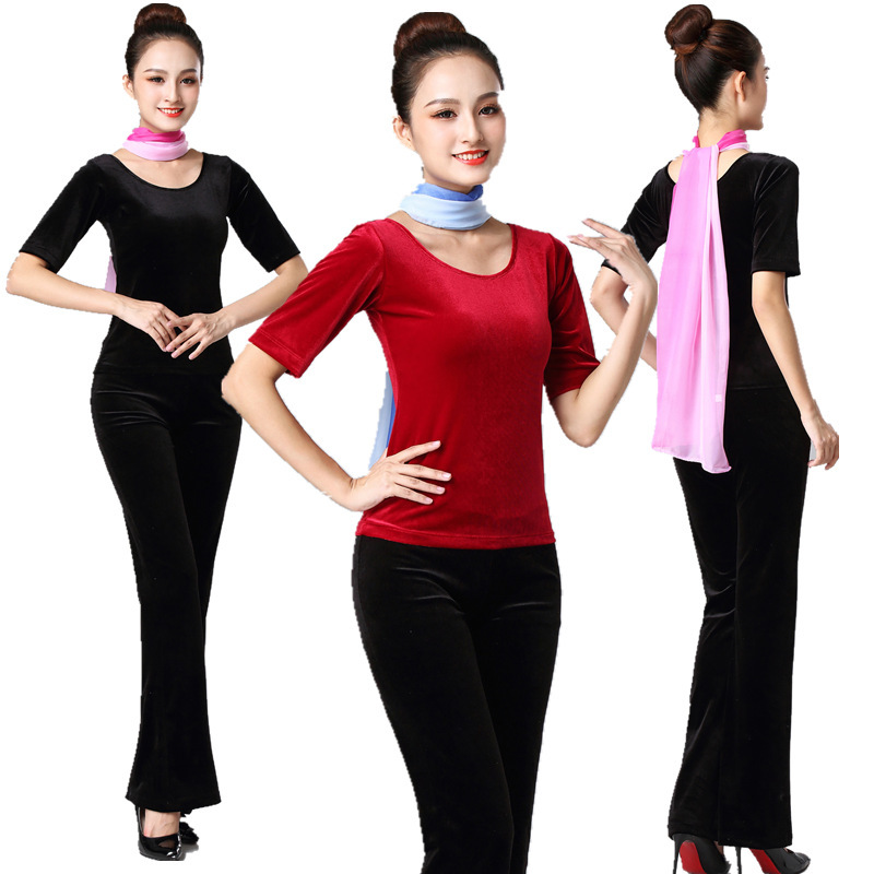 2025秋冬长袖形体瑜伽服新款金丝绒训练服女表演练功健身服套装