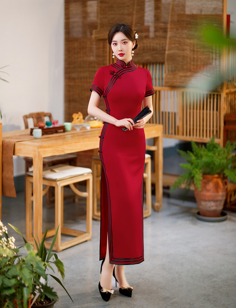 喜婆婆婚宴装旗袍女2026新品妈妈装红色改良礼服气质大码礼服裙子