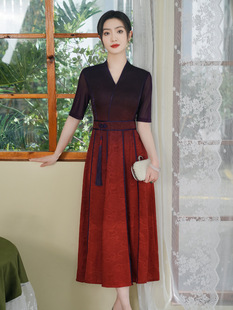 低领改良旗袍2026年春夏新品中式奥戴连衣裙妈妈素雅显瘦日常可穿