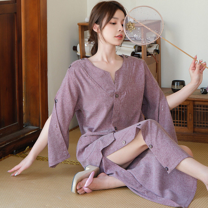 弹力棉艾灸服男女长款前后开袖开背家用理疗服针灸按摩刮痧服大码
