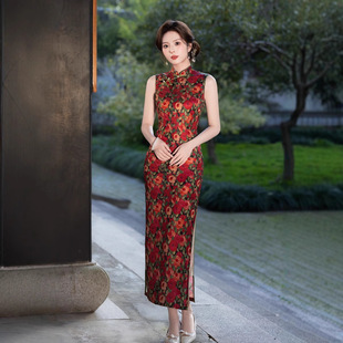 花田喜事2026夏季新款旗袍送考改良年轻复古玫瑰花新中式无袖礼服