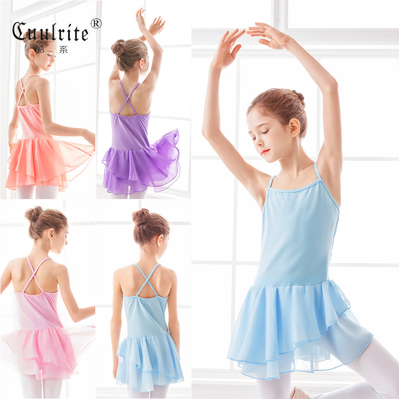 练功服女童芭蕾舞吊带雪纺裙表演