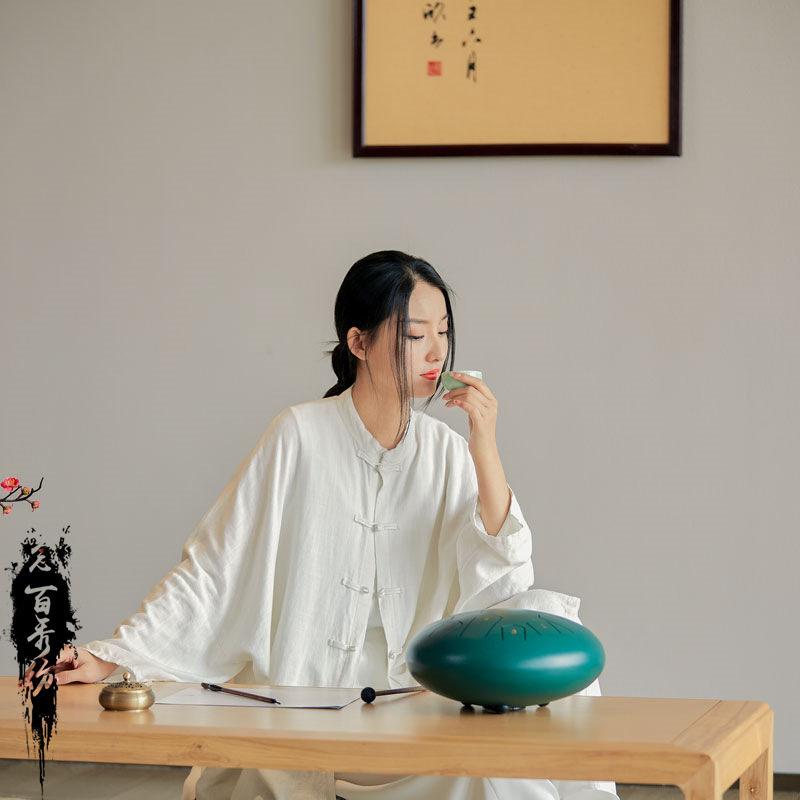 春夏棉麻女装新款亚麻砂洗柔软飘逸禅系自制茶服女式防晒开衫衬衣