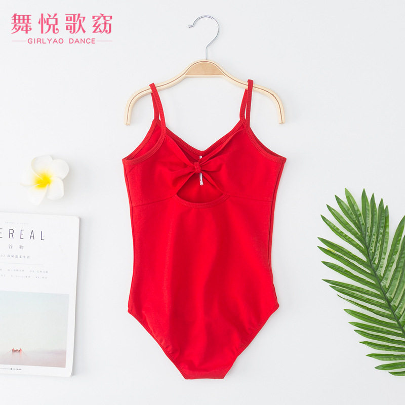吊带后背蝴蝶结舞蹈开档练功服