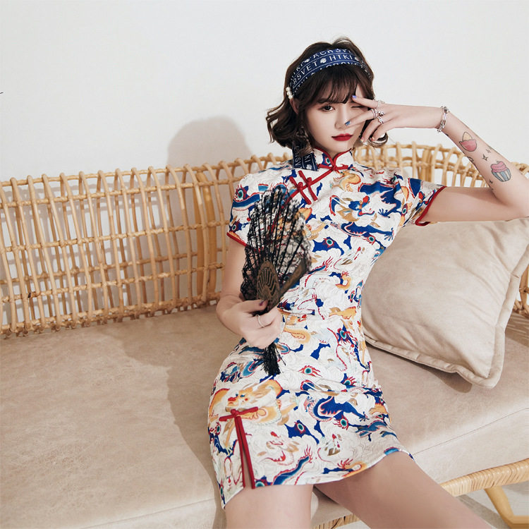 2026夏季纯棉女装民国复古改良旗袍新款甜美学生修身礼服礼服年轻