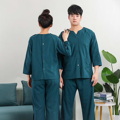 艾灸服裤订扣养生会所客人按摩衣服大码汗蒸服女前后肩膀裤侧开扣