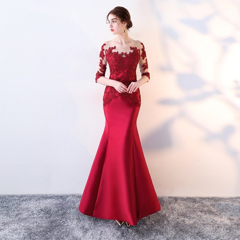 晚礼服女2026新款主持演出宴会鱼尾晚礼服长款修身新娘结婚敬酒服
