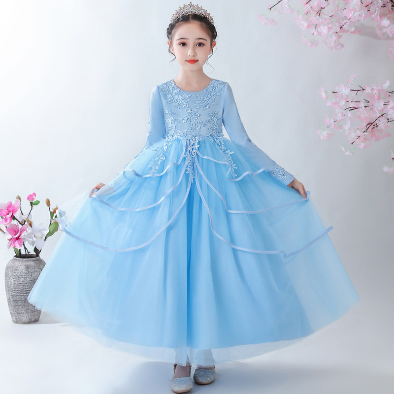 2026春季新款女童晚礼服长裙蓬蓬公主裙中大童儿童婚纱礼服裙跨境