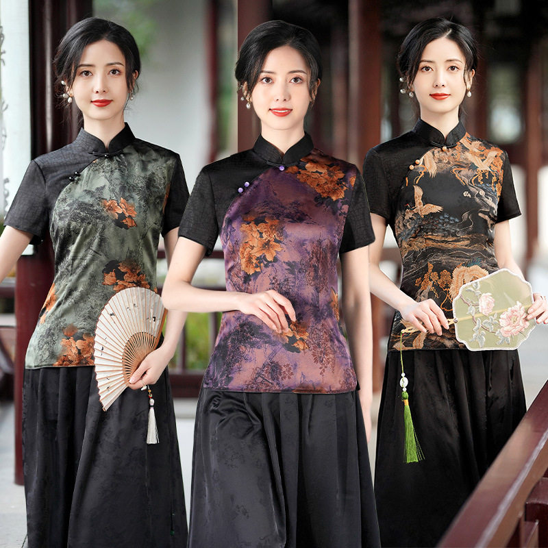 民国风2022女装旗袍两件套茶服