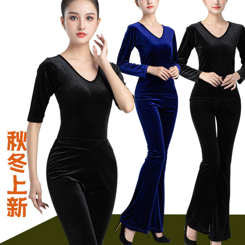 秋冬金丝绒形体训练功服套装女修身礼仪服新款古典舞蹈瑜伽表演服