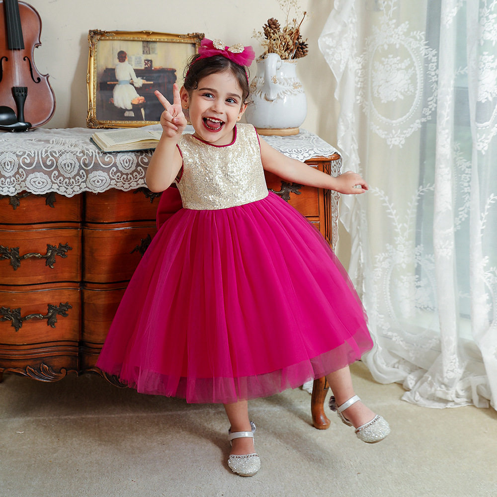 2026新款儿童蓬蓬纱公主裙无袖女宝宝生日晚宴周岁礼服kids dress