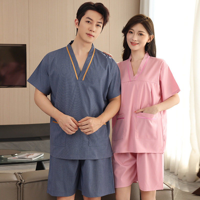 汗蒸服女新款苎麻女士桑拿服足疗洗浴浴服男款按摩服情侣套装酒店