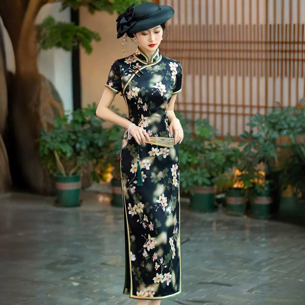 高贵真丝旗袍夏礼服裙中式轻奢高端走秀2026老上海民国风女装长款