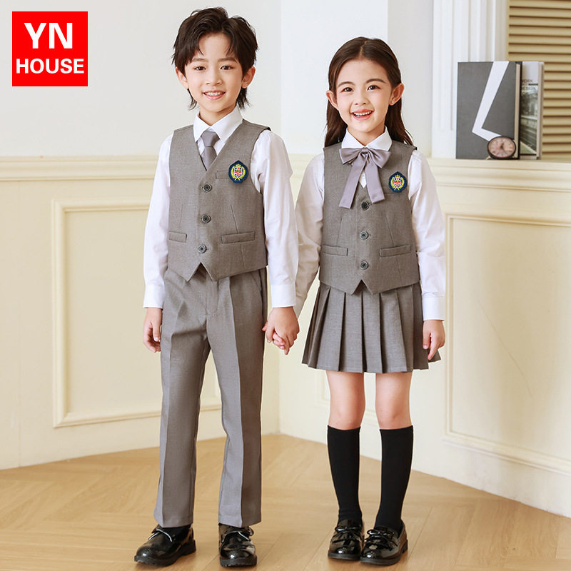 幼儿园园服春秋款英伦风西装礼服一年级班服四件套小学生校服套装