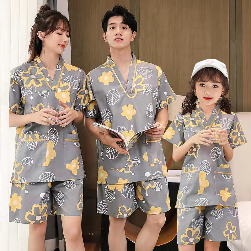 汗蒸服亲子装女桑拿洗浴服男可爱儿童按摩足疗服宝宝家居服睡衣孩