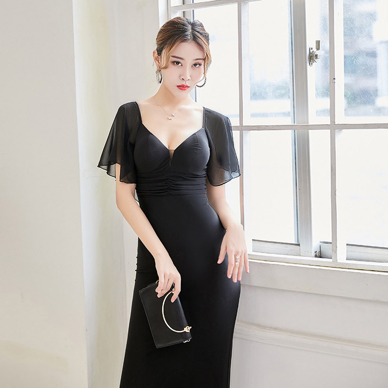 黑色长款礼服裙2026夏款时尚气质修身显瘦夜店女装宴会性感连衣裙