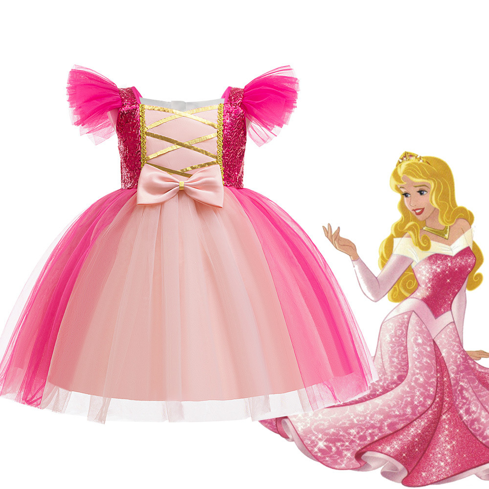 睡美人苏菲亚公主裙儿童长发公主连衣裙女童生日COS演出派对服装