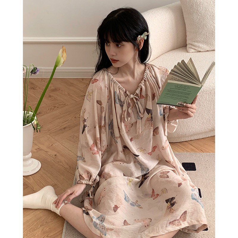 【中式枯蝶】新中式睡裙女冰丝春夏季短袖荒原风凉爽家居服套装