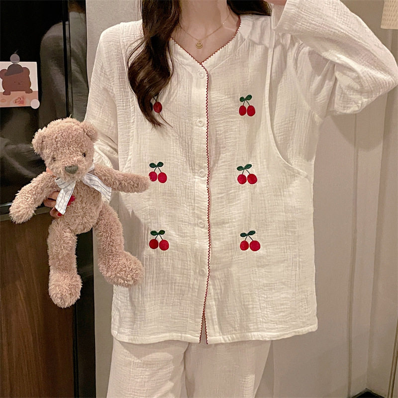 新款喂奶服月双层纱布孕妇装