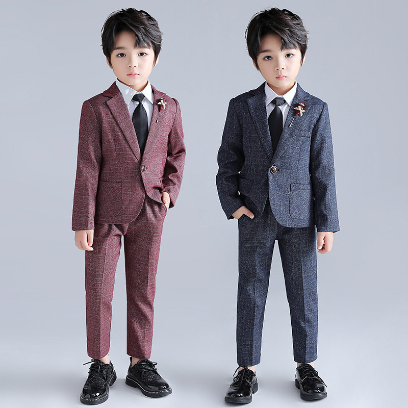 儿童小西装2026春秋季新款男童西服两件套学生走秀宝宝花童礼服
