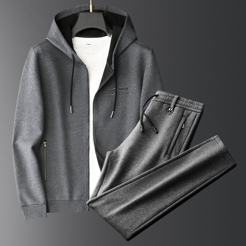 高品质休闲套装2025春季带帽卫衣男士套装加大码运动服男装两件套