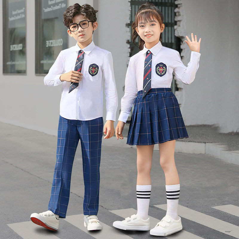 儿童新款幼儿园校服毕业照六一合唱演出服小学生班服背带裙套装