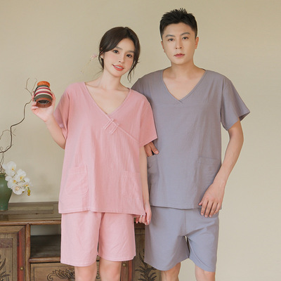 2024皱棉后开男女艾灸服理疗女扣派调理针灸科室门诊服头疗足浴服