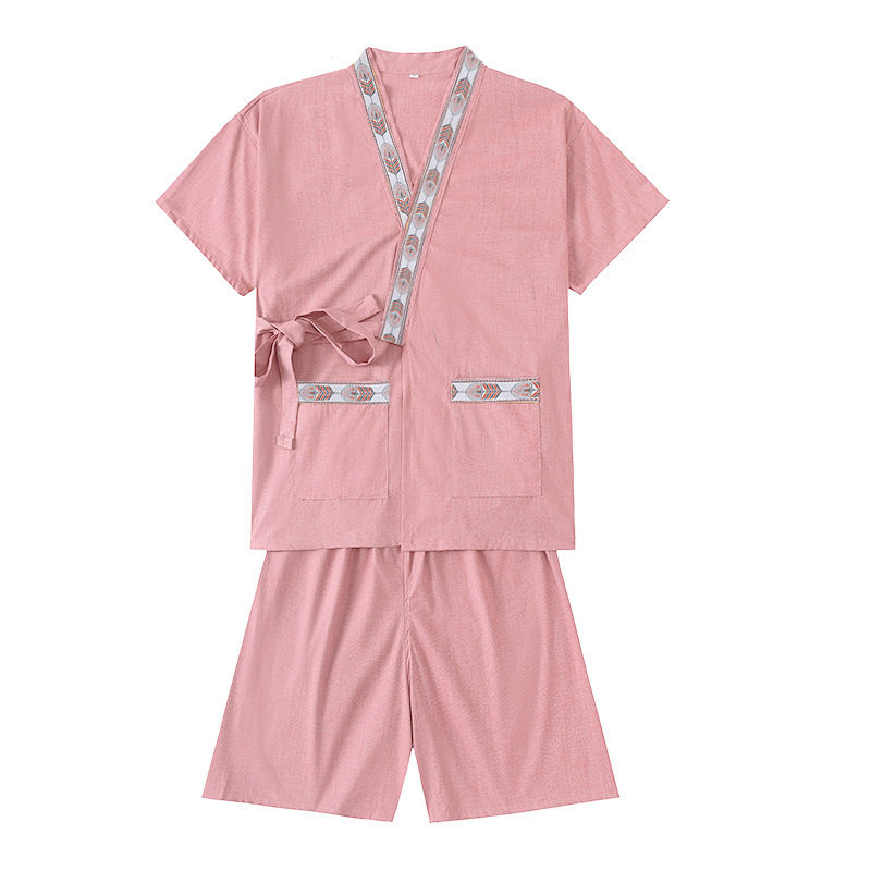 贡麻宽松开衫和服女款汗蒸服情侣大码男套装足疗家居服按摩洗浴衣