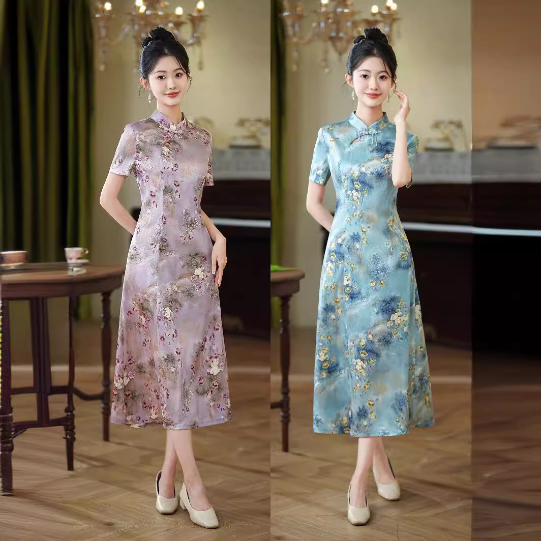 春夏新款改良复古新国风旗袍修身年轻民国风国潮连衣裙日常可穿