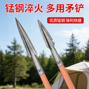 矛头锰钢尖铲子开山劈柴开路刀祖鲁矛枪头长矛开刃尖铁锹户外工具
