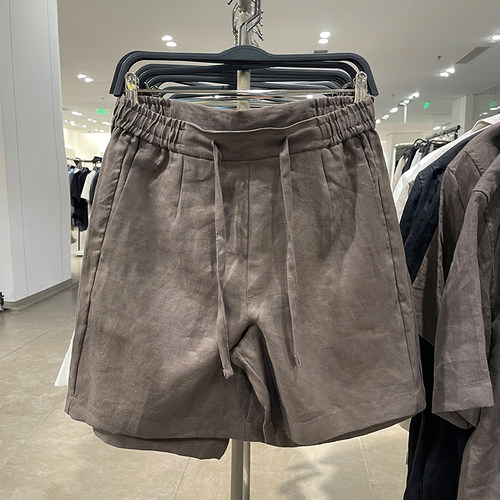 za obasov男装2026夏装新款休闲宽松短裤宽松亚麻短裤4410121737